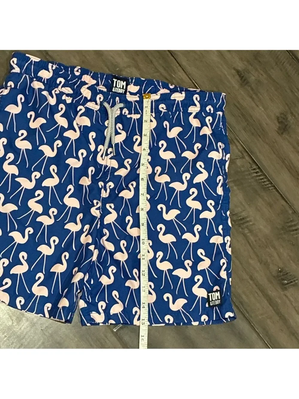 Tom & Teddy Rose Flamingos Classic Swim Shorts - Size Boys 11/12